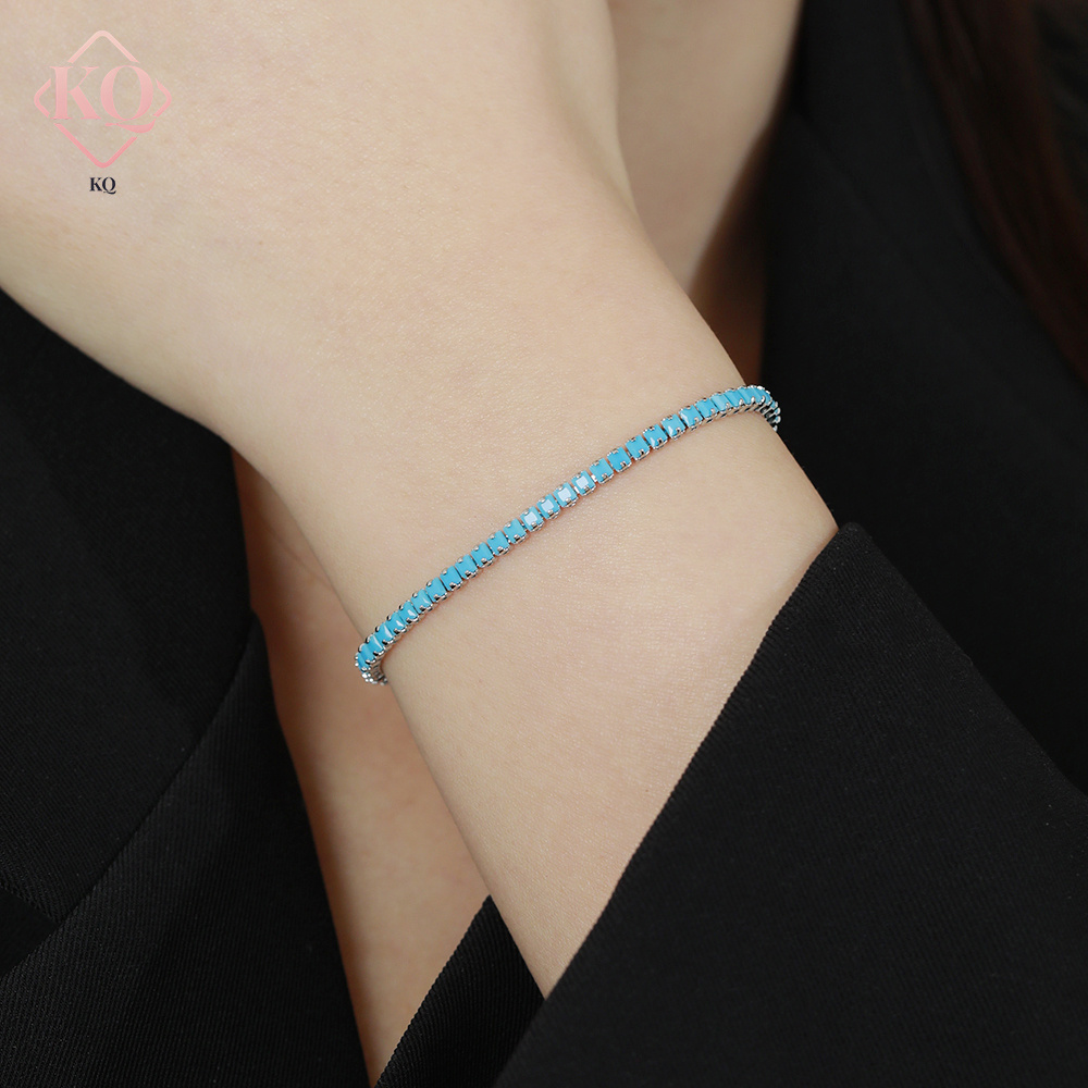 KQ Square Gemstone Bracelet Copper Material 6.69in